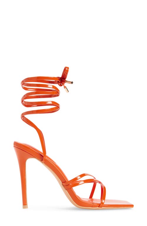 Azalea Wang Arica Ankle Wrap Sandal In Orange