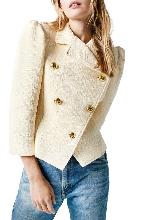Smythe Double Breasted Cotton Blend Tweed Jacket In Crema Tweed | ModeSens