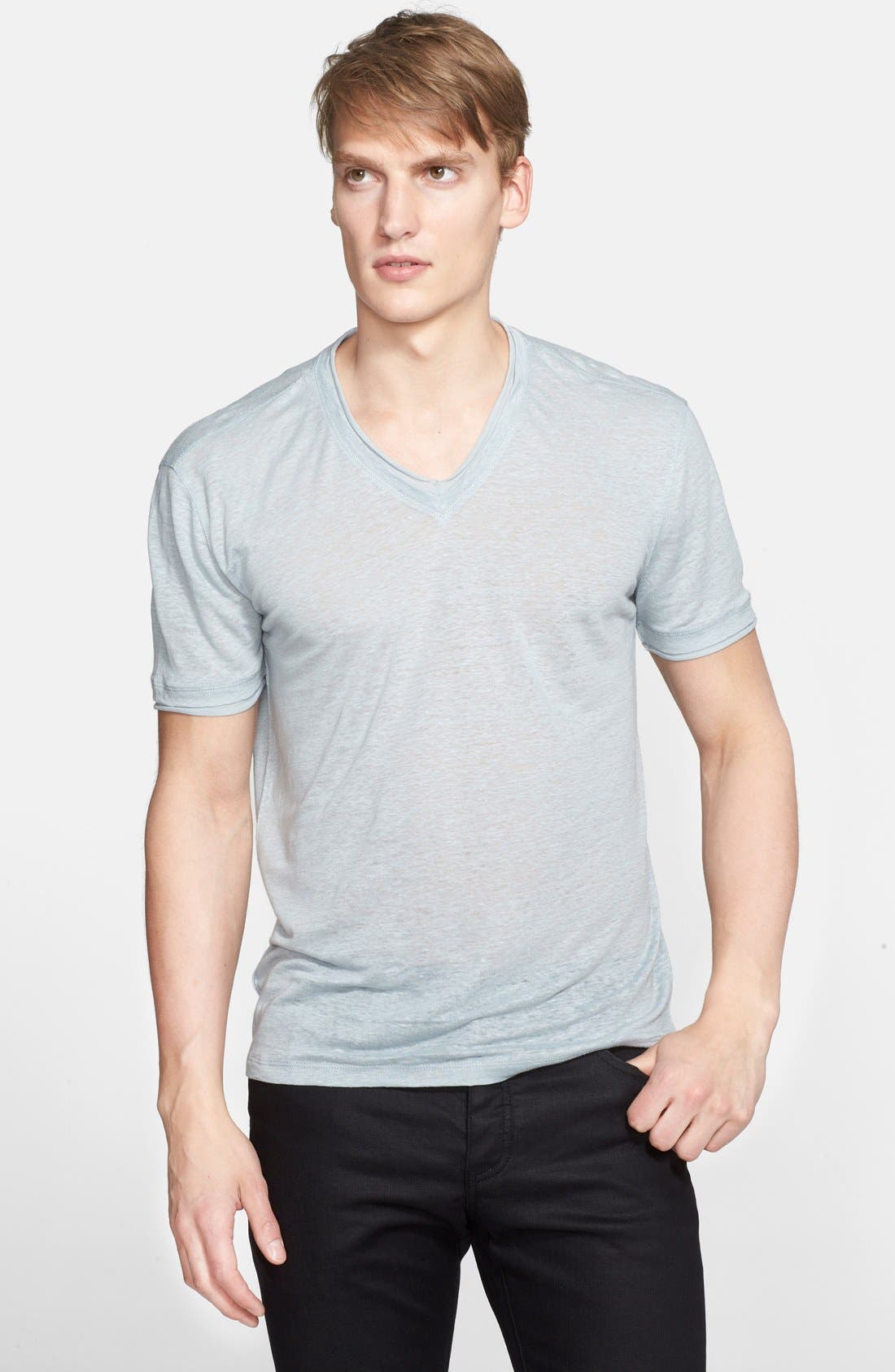 John Varvatos Collection Linen V-Neck T-Shirt | Nordstrom