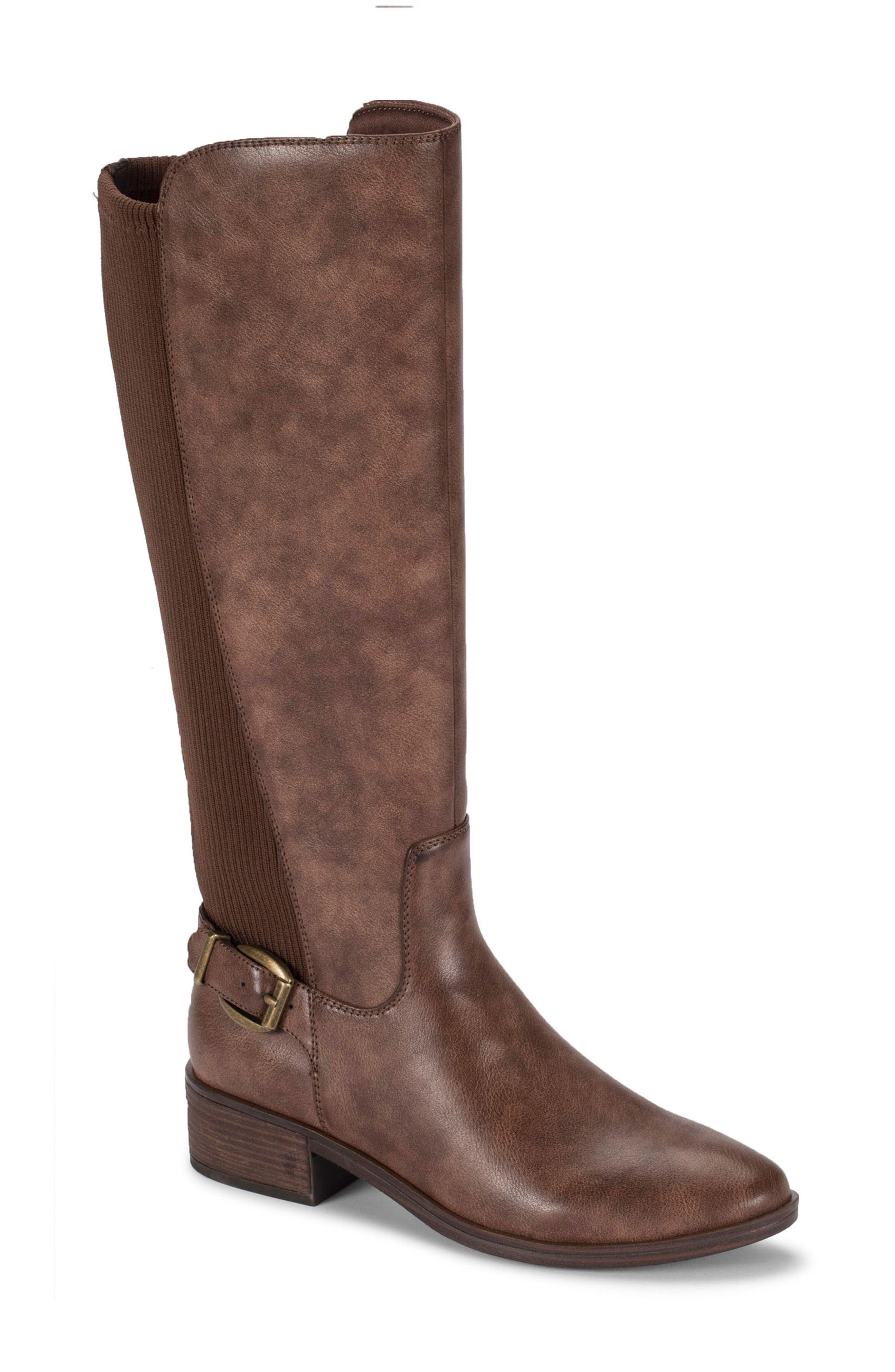 wide mid calf leather boots