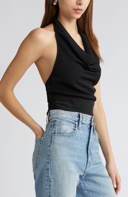 Shop Open Edit Cowl Neck Halter Top In Black