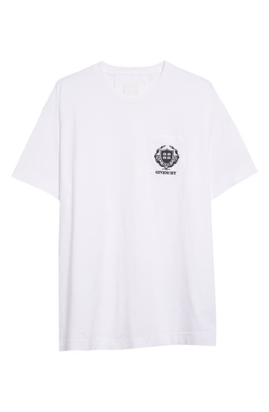 Shop Givenchy Laurel Crest Logo Oversize Pocket T-shirt In White