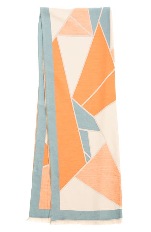 Saachi Mosaic Reversible Scarf In Orange/blue/cream
