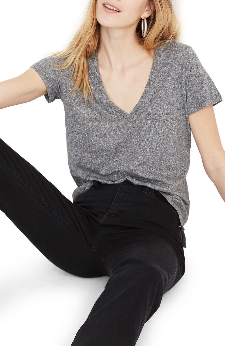 Madewell Whisper Cotton V Neck Pocket Tee Regular Plus Size Nordstrom