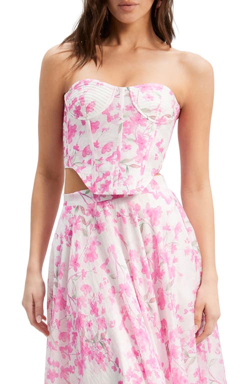 Gracious Floral Strapless Corset Top in Pink Floral