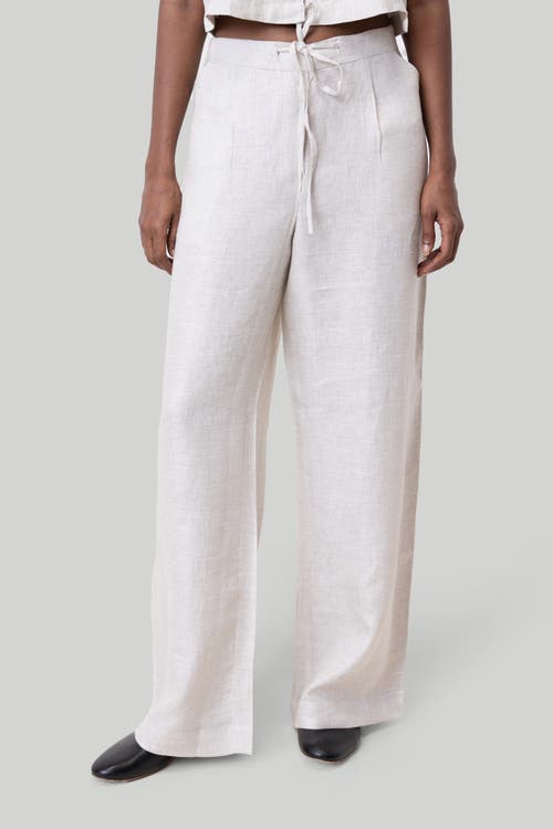 Shop Reistor Wide Leg Linen Pants In Linen Check