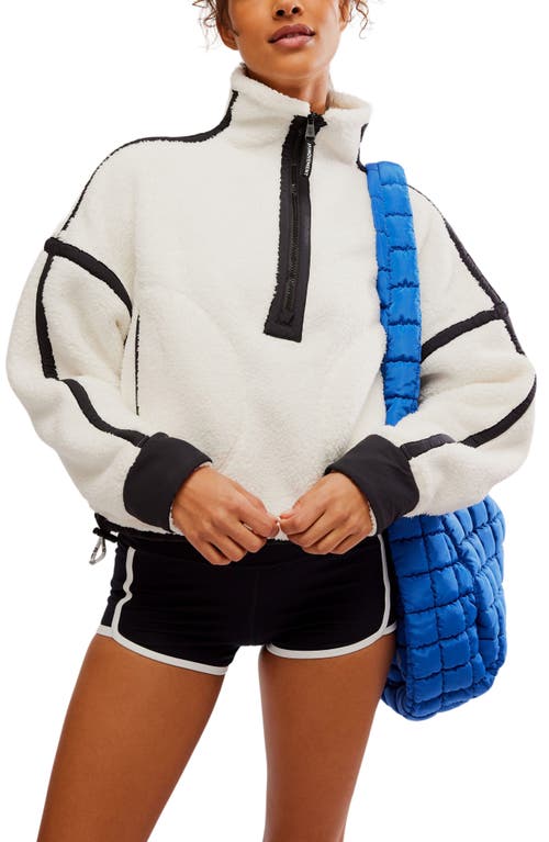 Free People Fp Movement Mountain High Fleece Half Zip Pullover In White Combo