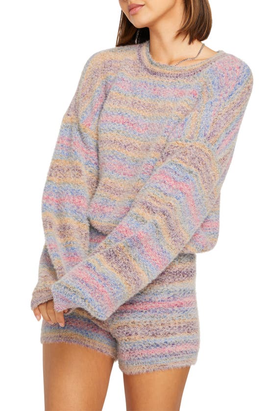 Volcom Heather Stripe Crewneck Sweater In Purple Multi