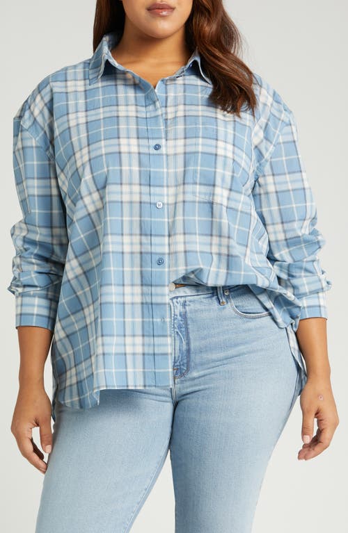 Shop Treasure & Bond Cotton Voile Button-up Shirt In Blue Stacy Plaid