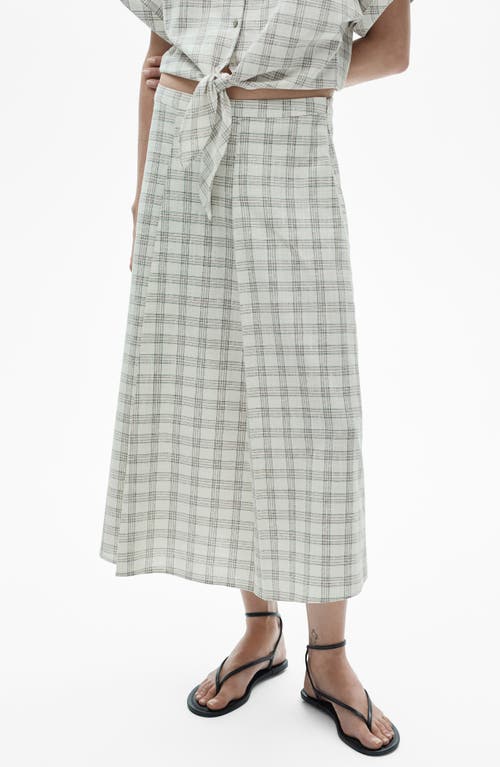 Mango Check Cotton Skirt In Ecru