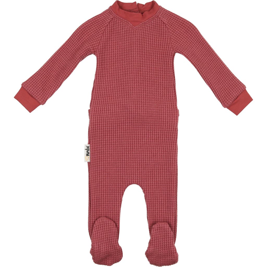 Maniere Babies' Manière Shimmer Waffle Weave Stretch Cotton Footie In Rose