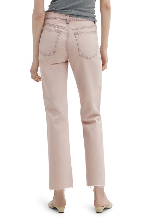 Shop Mango Raw Hem Crop Straight Leg Jeans In Light Pink