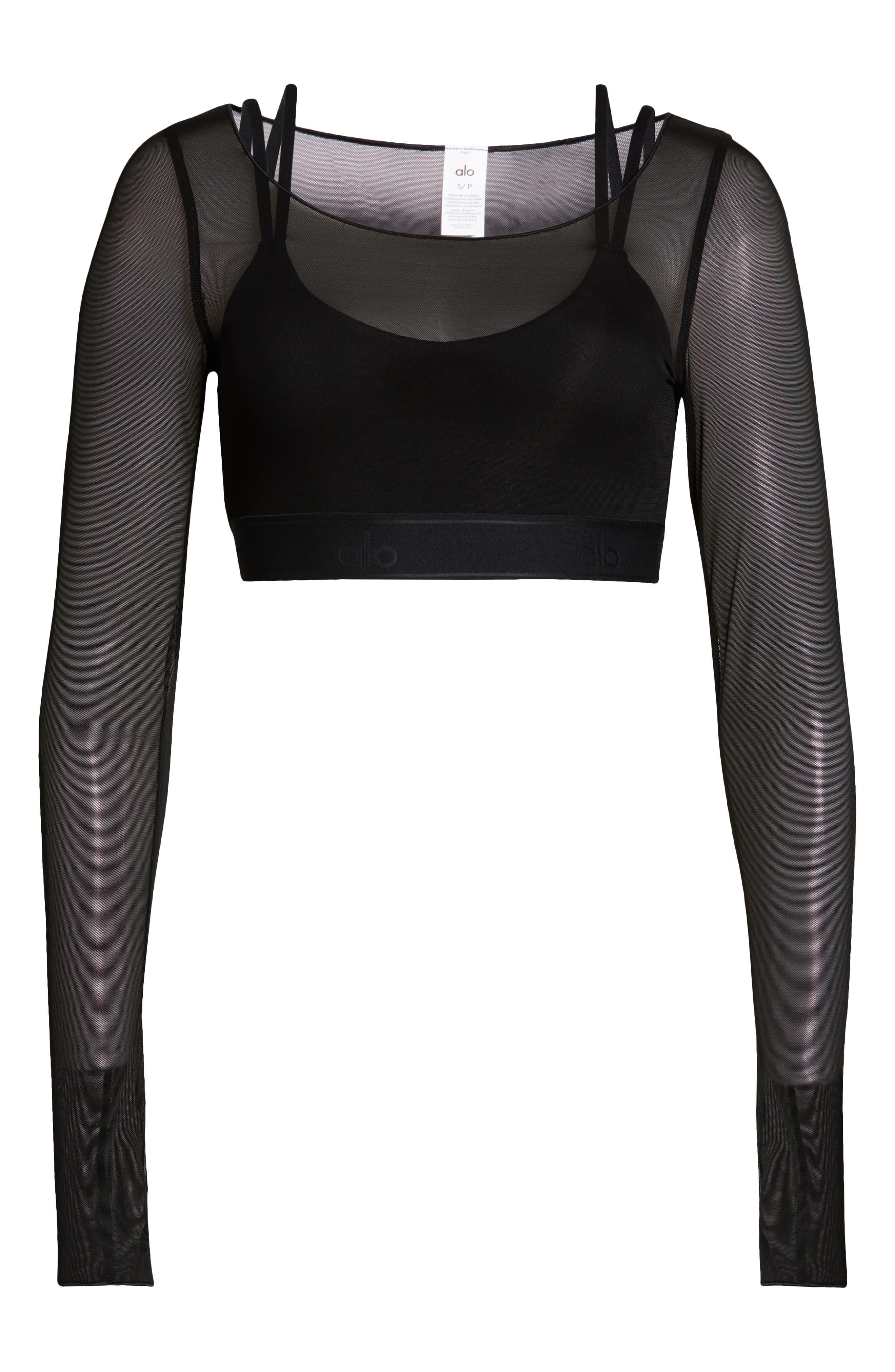 Alo Airlift Ballet Dream Long Sleeve Bra Top in Black | Smart Closet