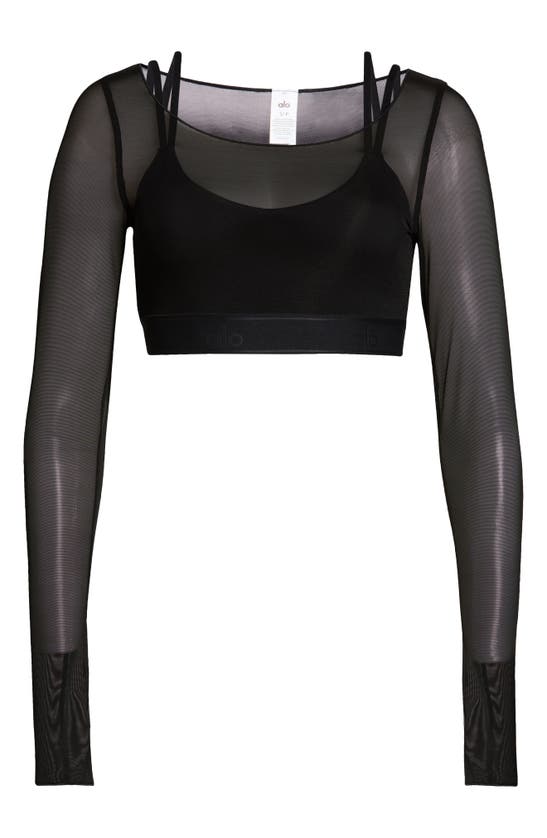 Alo Yoga Airlift Ballet Dream Long Sleeve Bra Top In Black | ModeSens