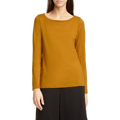 Eileen Fisher Bateau Neck Slim Tencel Lyocell Top, Yellow