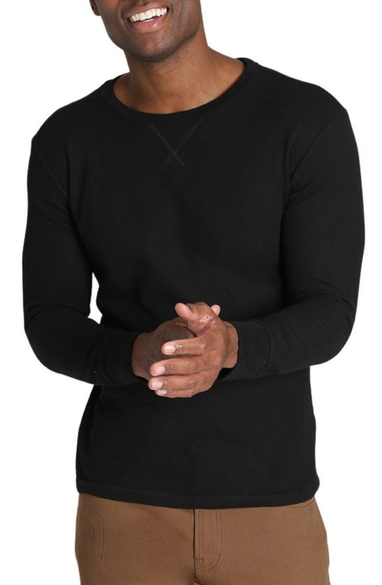 Shop Jachs Waffle Knit Long Sleeve T-shirt In Black