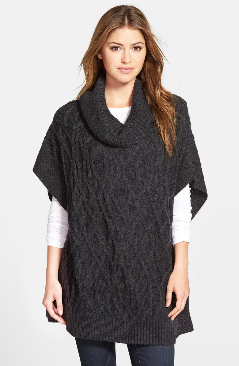 Caslon® Cowl Neck Cable Knit Sweater Cape Nordstrom
