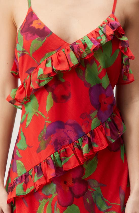 Shop Nasty Gal Floral Tiered Ruffle Chiffon Maxi Dress In Red