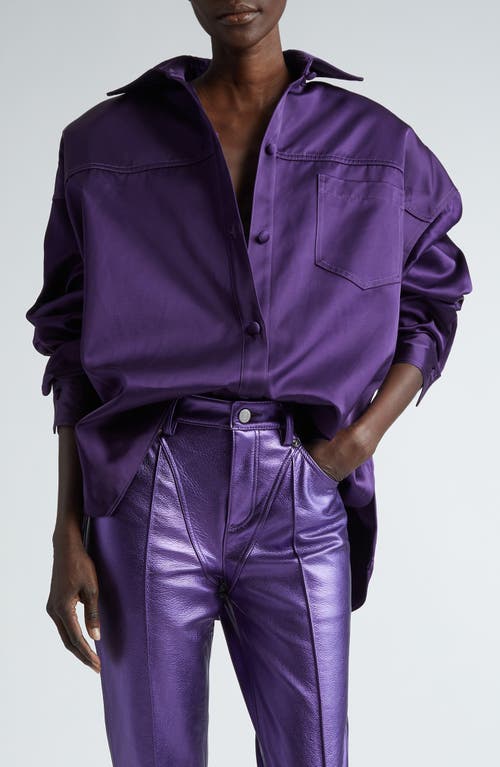 Oversize Button-Up Shirt in Grape