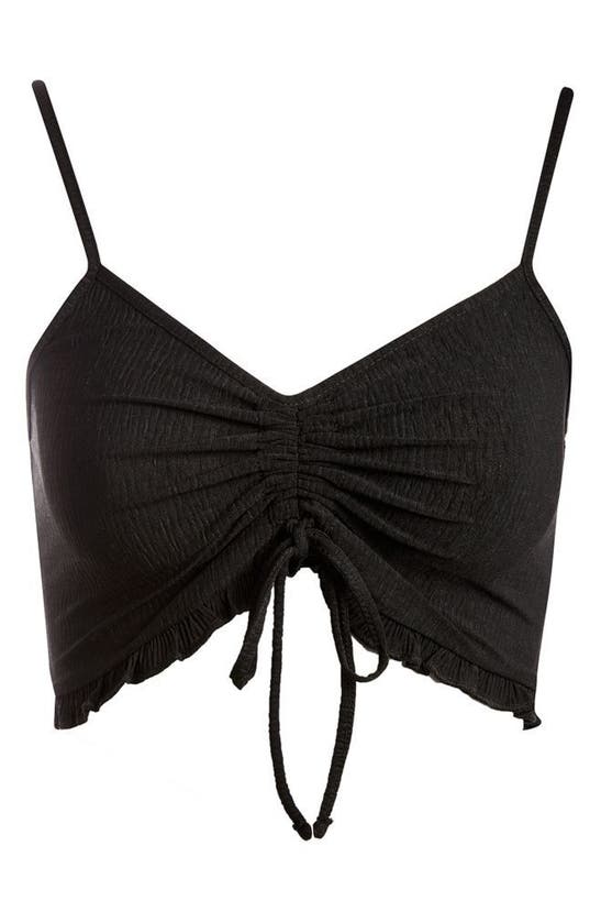 Shop Topshop Ruched Ruffle Bralette In Black