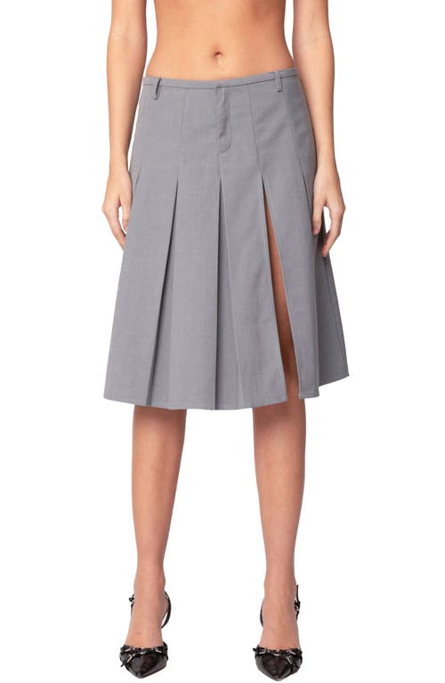 Shop Edikted Ethel Low Rise Pleated A-line Skirt In Gray