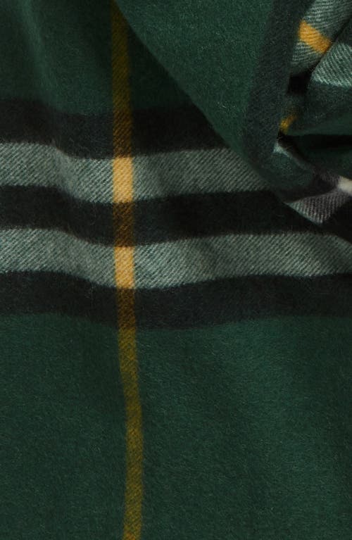 Shop Burberry Check Washed Cashmere Scarf In Dark Fern Green