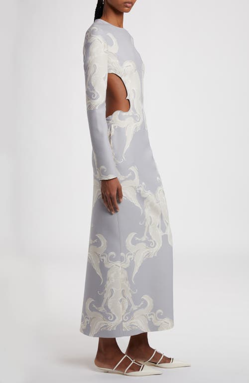 Valentino Garavani Siren Cutout Long Sleeve Crepe Couture Dress In Perla/avorio
