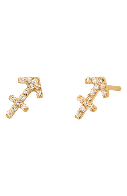 Zodiac Diamond Stud Earrings in 14K Yellow Gold - Sagittarius