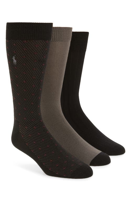 Polo Ralph Lauren Assorted 3-Pack Supersoft Dress Socks in Black at Nordstrom