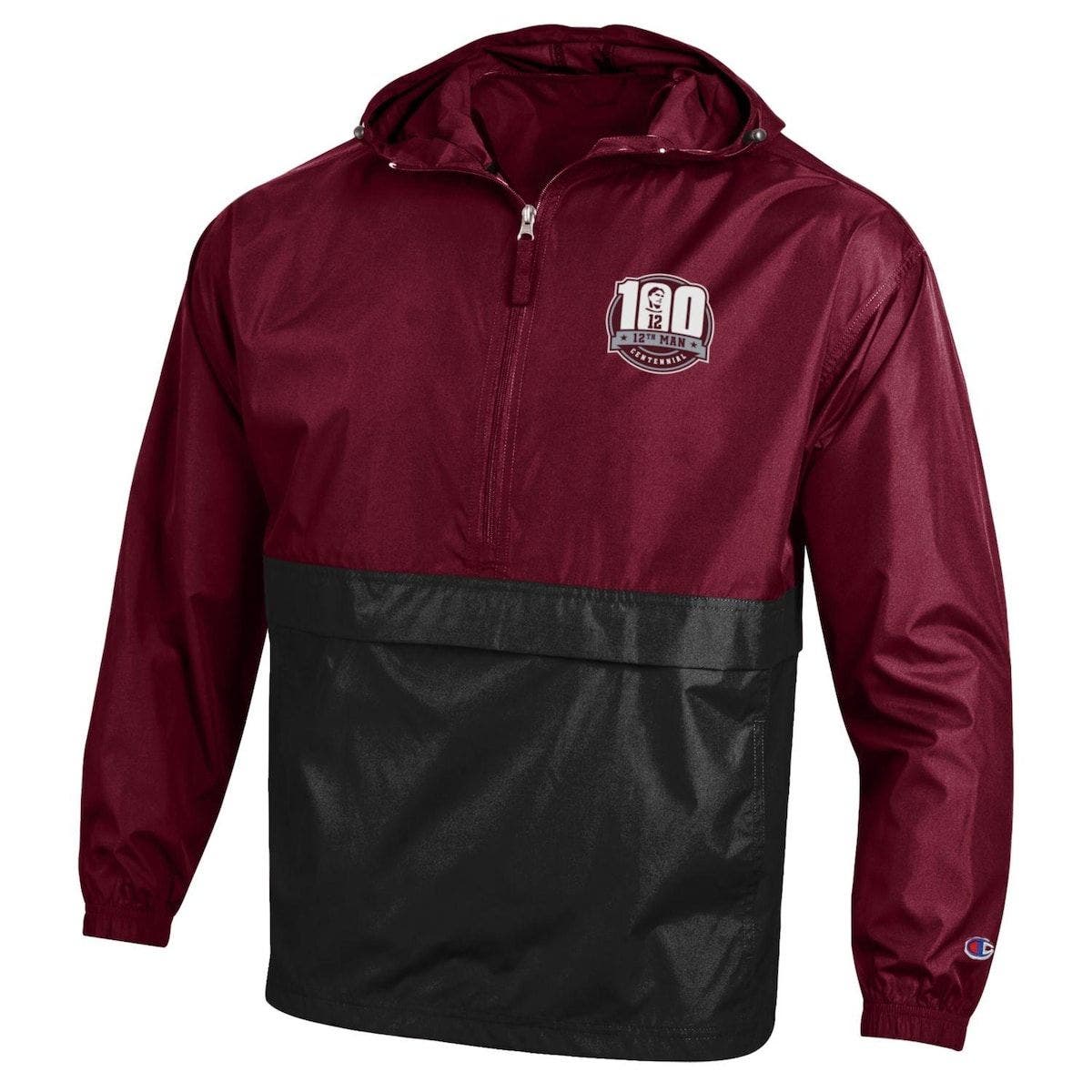 maroon pullover windbreaker