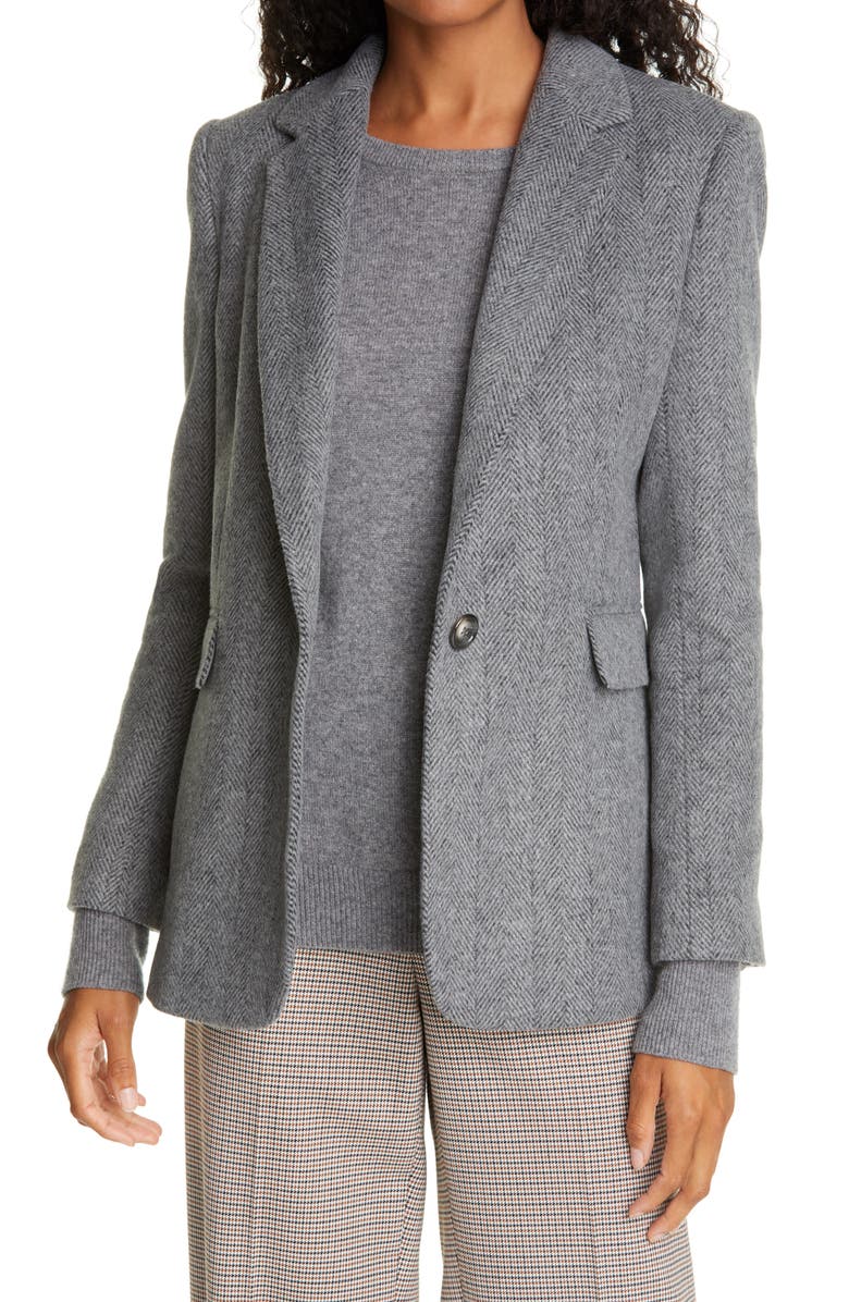 HELENE BERMAN Carine Jacket, Main, color, DARK GREY HERRINGBONE