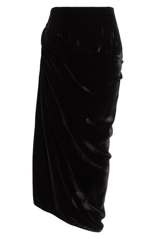 Etro Asymmetric Draped Velvet Midi Wrap Skirt In Black