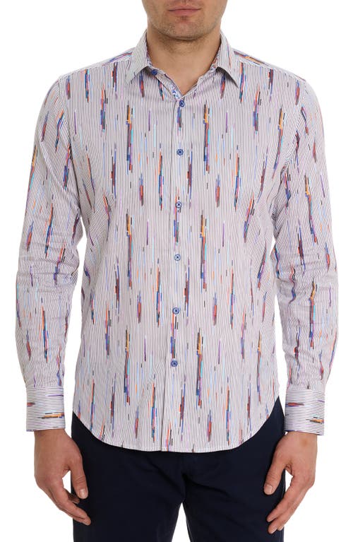 Robert Graham Shipping Lines Stripe Stretch Cotton Button-Up Shirt Blue Multi at Nordstrom,