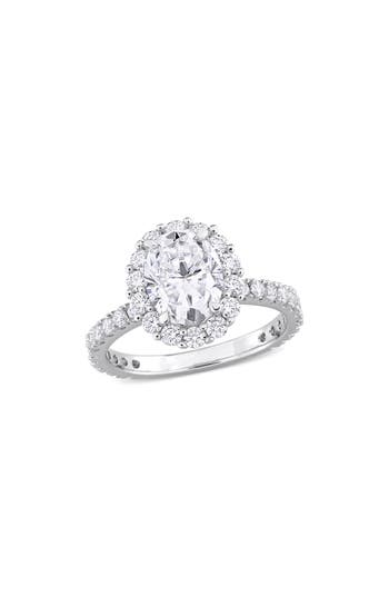 Delmar Sterling Silver Created Moissanite Engagement Style Ring In White