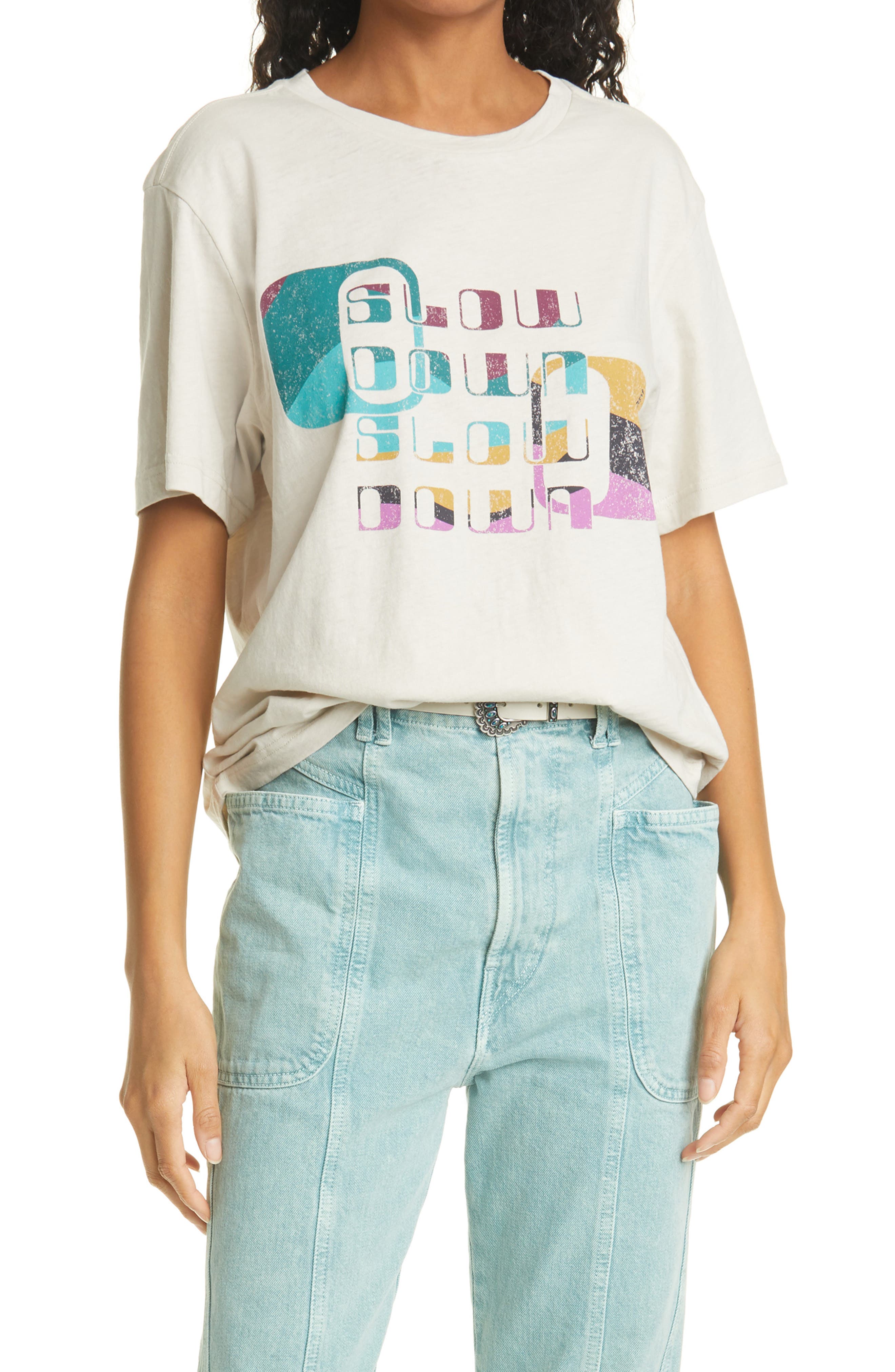 Isabel Marant Etoile Slow Down Cotton Graphic Tee