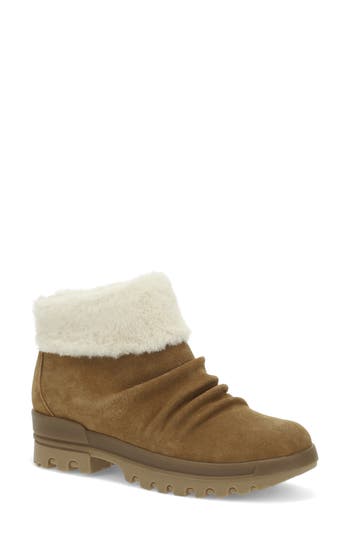 Baretraps Nuri Faux Fur Trim Cold Weather Bootie In Cognac Suede