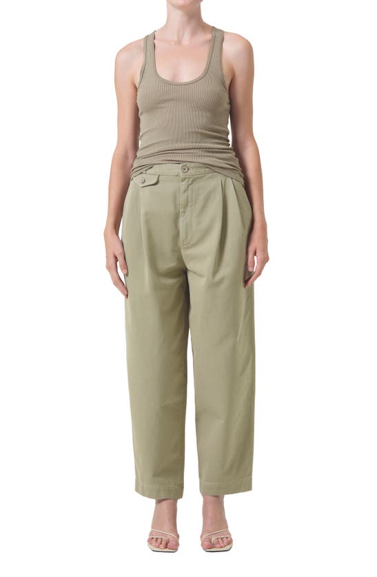 Agolde Becker Cotton Barrel Leg Chinos In Dill