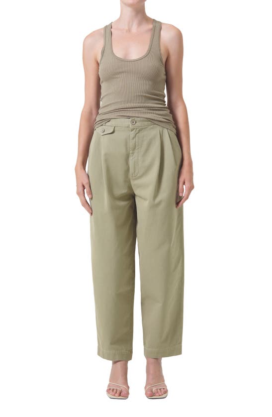 Shop Agolde Becker Cotton Barrel Leg Chinos In Dill