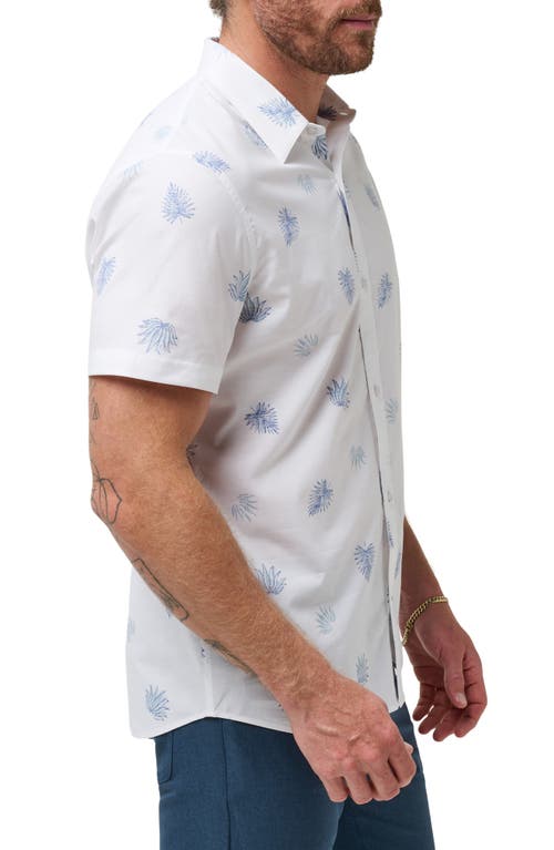 Shop Travismathew Lukas Stretch Short Sleeve Button-up Shirt In White