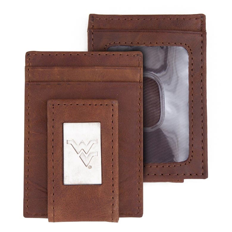 Eagles Wings West Virginia Mountaineers Leather Front Pocket Wallet In Brown