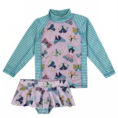 Uv Skinz 2pc Long Sleeve Sunny Swim Set In Butterfly Ballet