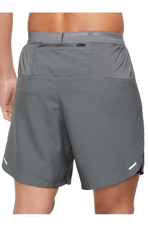 Nike Dri-fit Stride 2-in-1 Running Shorts In Smoke Grey/silver