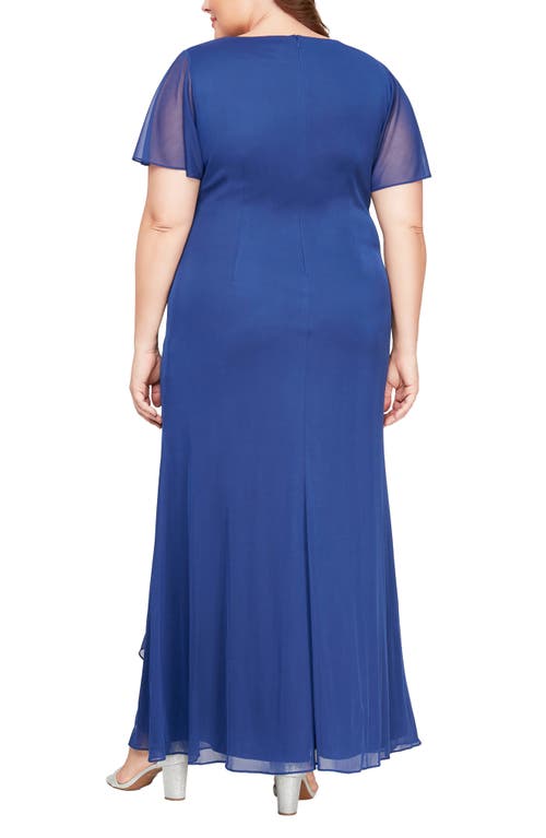 Shop Alex Evenings Surplice V-neck Gown In Electric/blue