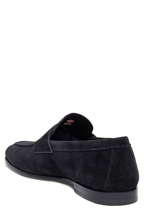 Santoni Drain Suede Loafers In Black