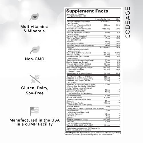 Codeage Multivitamin Performance Elite Max, Essential Vitamins & Minerals, Athletes Formula, 90 ct in White at Nordstrom