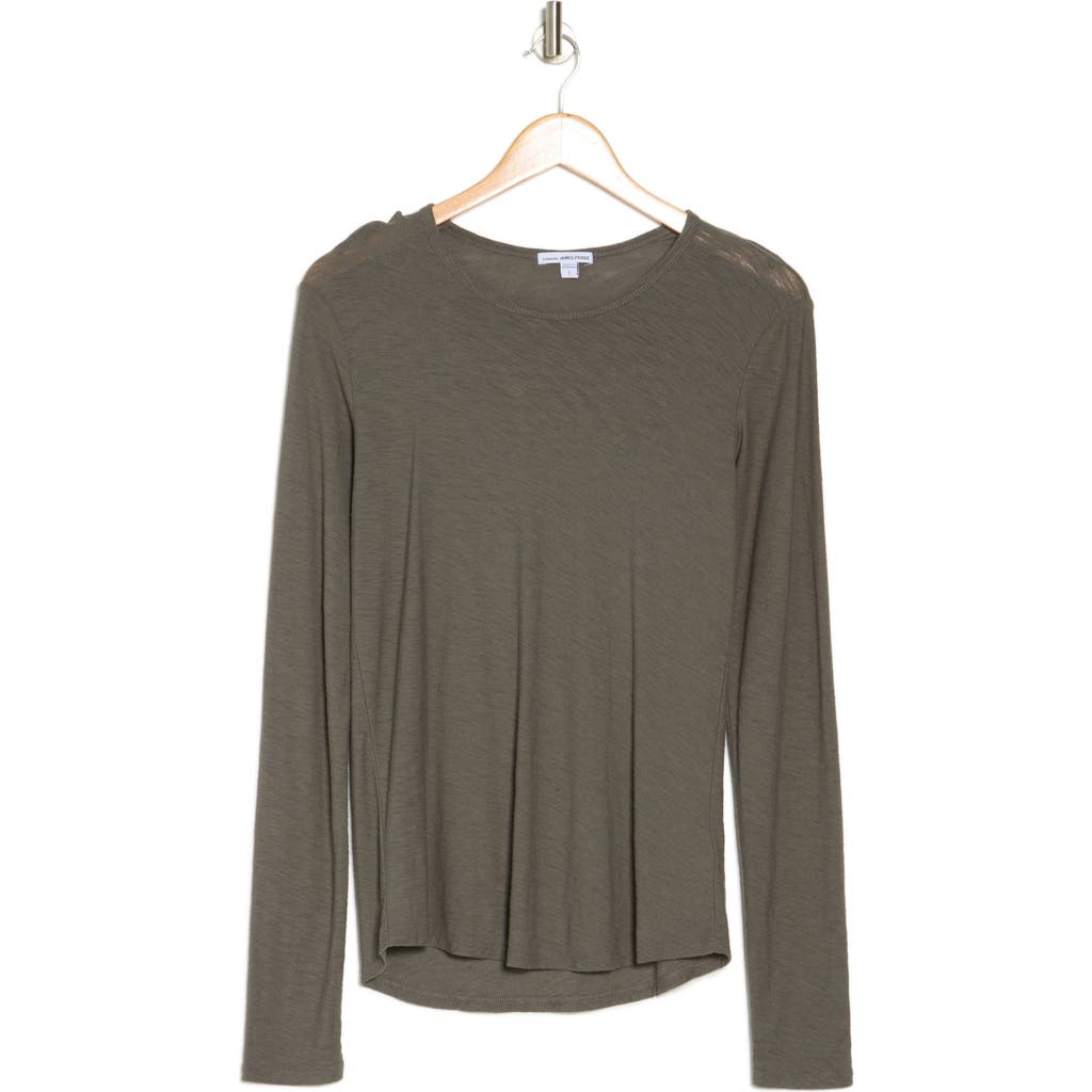 James Perse Long Sleeve Cotton Modal Blend Crew Neck T-shirt In Gray