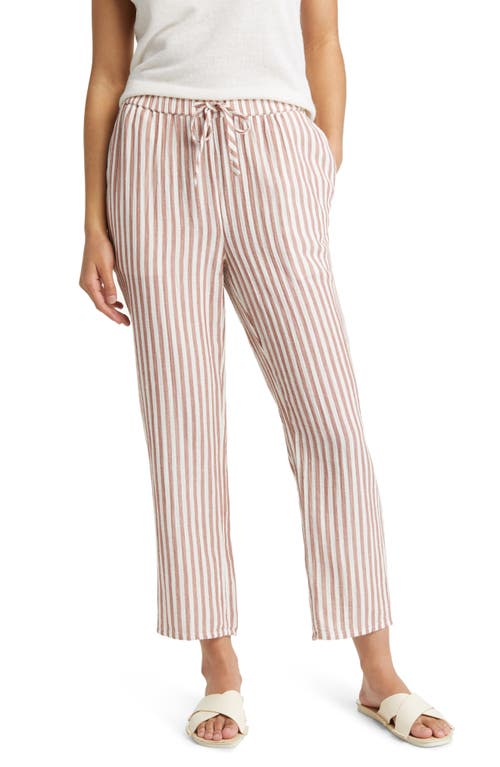 caslon(r) Women's Stripe Double Gauze Cotton Pants in Rust- Ivory Brianne Stripe