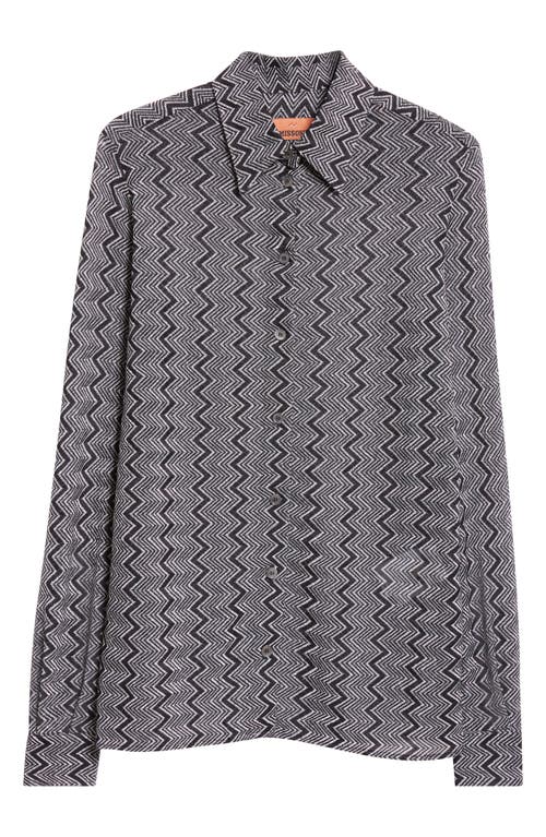 Shop Missoni Metallic Zigzag Button-up Shirt In Black And Silver