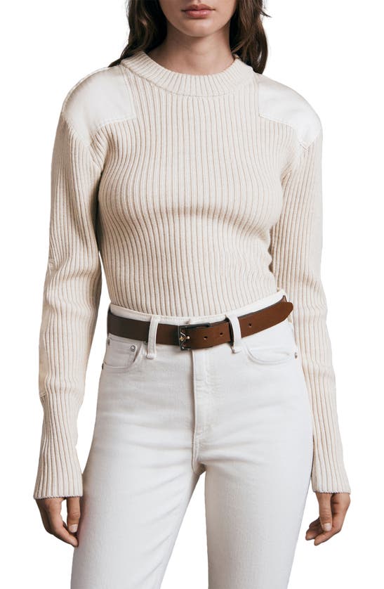 Rag & Bone Icons Rib Merino Wool Crewneck Sweater In Light Grey