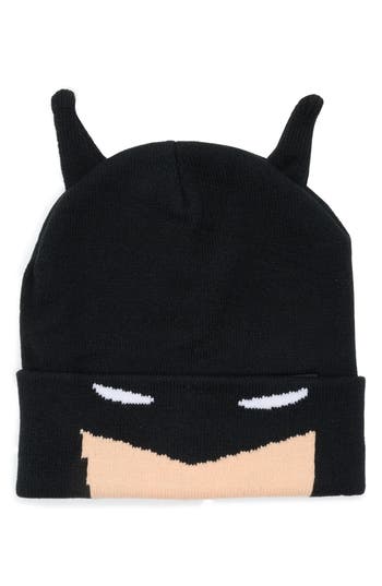 Shop Uspa Accessories Kids' Batman Roll-down Beanie & Gloves Set In Black